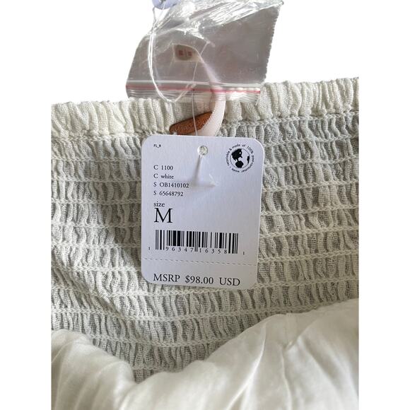 FREE PEOPLE, SIZE M, CREAM, CROP TOP, LONG SLEEVE, RUCHING - Picture 5 of 9